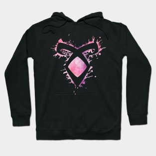 Shadowhunters rune / The Mortal Instruments - Angelic power rune voids and outline splashes (pink watercolour) - Clary, Alec, Izzy, Jace, Magnus - Malec Hoodie